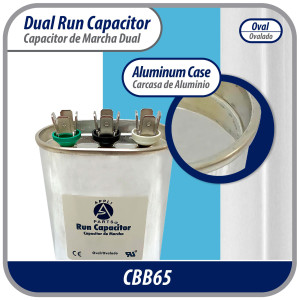 Appli Parts CON-40/5-370 Condensador Capacitor de Marcha 40+5 Mfd uF (microfaradios) 370VAC CBB65 Universal Aire acondicionado y otras aplicaciones Ovalado UL, 7.1cm Ancho 4.5cm Prof 10.2cm Alto