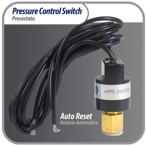 Appli Parts APPS-350250 Valvula Presostato R22 Alta, Abre 350 psi, Cierra 250 psi, 1 m Cable, SPST, 1/4 SAE Hembra, Reset Automatico, remplazo Universal para Aire Acondicionado