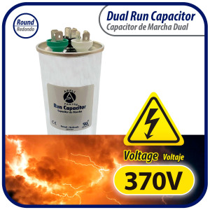 Appli Parts Condensador Capacitor de Marcha 40+5 Mfd uF (microfaradios) 370VAC CBB65 Universal Aire acondicionado y otras aplicaciones Redondo UL E476928 5cm Ancho 11.7cm Alto CON-40/5-370-R