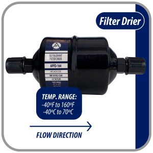 Appli Parts APFD-164 Filtro Secador 1/2 pulg para linea Liquido para Sistemas de Refrigeracion y aire acondicionado 164 SAE Rosca Universal Unidireccional 178mm Largo 76mm Ancho
 Appli Parts APFD-164 Filtro Secador 1/2 pulg para linea Liquido para Sistemas de Refrigeracion y aire acondicionado 164 SAE Rosca Universal Unidireccional 178mm Largo 76mm Ancho