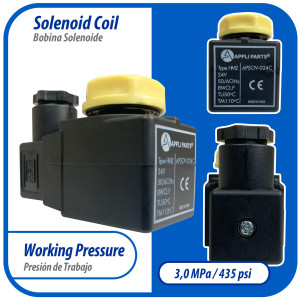 Appli Parts APSOV-024C Bobina Valvula Solenoide DC 24 V, 50/60 Hz, compatible con todos los refrigerantes fluorados CFC, HCFC y HFC, valvula no incluida