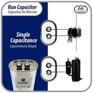 Appli Parts CON-30-370 Condensador Capacitor de Marcha 30 Mfd uF (microfaradios) 370VAC CBB65 Universal Aire acondicionado y otras aplicaciones Ovalado UL, 5.1cm Ancho 2.5cm Profundidad 7.6cm Alto