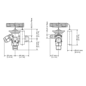 Danfoss 068Z3209 Cuerpo de Valvula de Expansion TE 2 para R22, R407C Ecualizacion Externa 3/8 x 1/2 x 1/4 Flare, Capacidad desde 1/4 a 5-1/2 tons, capacidad segun Orificio de venta separada, 068Z3238