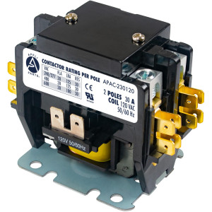 Appli Parts APAC-230120 Contactor 2 Polos 30A 120V Bobina Repuesto para Compresores de CA y Aplicaciones Electricas Certificacion UL E476929 de Trabajo Pesado