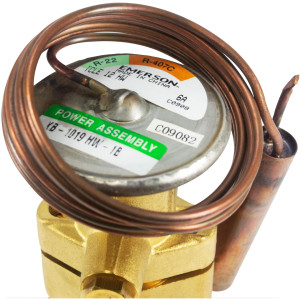 Emerson TCLE 12 HW Valvula de Expansion Termostatica Alco Compatible con R22, R407C, 12 tons con ecualizacion externa 1/4 in, SAE, conexion 1/2 x 5/8 ODF soldable, rango de trabajo -23 a 10 C