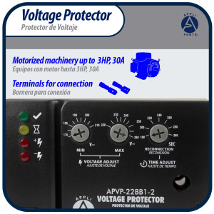 Appli Parts APVP-22BB1-2 Protector de Voltaje 220 V, 1 Ph, 50/60 Hz, 30 A, 3 HP, para Aire Acondicionado y Refrigeracion, tiempo de espera o de reconexion programable Appli Parts APVP-22BB1-2 Protector de Voltaje 220 V, 1 Ph, 50/60 Hz, 30 A, 3 HP, para Aire Acondicionado y Refrigeracion, tiempo de espera o de reconexion programable
