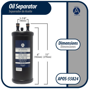 Appli Parts APOS-55824 Separador de Aceite 1/2 pulg ODF Soldable, CFC,HCFC,HFC,R22,R407C,R502,R134a,R404A,R507, Temperatura de trabajo desde -10 C a 130 C Appli Parts APOS-55824 Separador de Aceite 1/2 pulg ODF Soldable, CFC,HCFC,HFC,R22,R407C,R502,R134a,R404A,R507, Temperatura de trabajo desde -10 C a 130 C