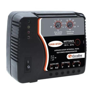 Arrancador Motores Monofasicos hasta 1HP 14Amp 110V Bornera Exceline GAM-M120
 Arrancador Motores Monofasicos hasta 1HP 14Amp 110V Bornera Exceline GAM-M120