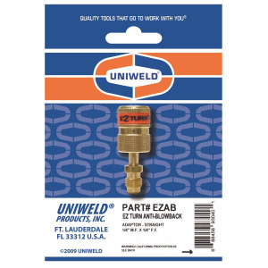 Uniweld EZAB Adaptador Ez-Turn Anti-Blowback 1/4 pulg MF x 1/4 pulg FF para R-410a, CFC, HCFC y HFC