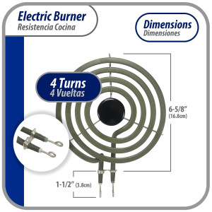 Appli Parts MP15YA Resistencia Cocina Estufa 4 Vueltas, 6 in, 1500 W, 240 V Compatible con General Electric Whirlpool 660532, WP660532, WB30T10073, SU205, 660532, TS4W6215, 404080, 5303310283, 318372211, TS4W6215SS
