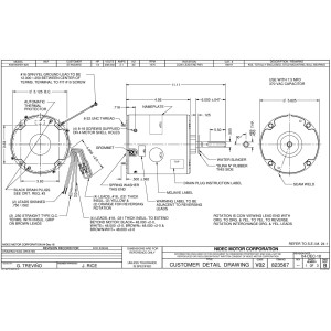 US Motors Mojave 1/3 hp 1075 rpm, 6 polos, 1 eje, TEAO Cerramiento, 1 velocidad, 5.6 diametro, CCW, Lead End, Reversible, 208-230 V, 60 hz, 1 ph, 7.5 mfd/370 VAC Capacitor 1861H K055WEH0625012B S81-129