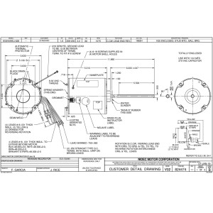 US Motors Mojave 1/2 hp 1075 rpm, 6 polos 1 eje, TEAO Cerramiento, 1 velocidad, 3.2 A, CCW, Lead End, Reversible, 208-230 V, 60 hz, 1 ph, 10 mfd/370 VAC Capacitor 1862H K055WEJ0626012B S81-130
