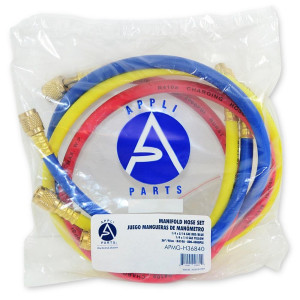Appli Parts APMG-H36840 90 cm Largo 1/4 pulg SAE x 5/16 pulg SAE Mangueras Roja/Azul, 1/4 x 1/4 pulg SAE Amarilla, Rango de presion 800-4000 psi, para Sistemas con Refrigerante R410 Appli Parts APMG-H36840 90 cm Largo 1/4 pulg SAE x 5/16 pulg SAE Mangueras Roja/Azul, 1/4 x 1/4 pulg SAE Amarilla, Rango de presion 800-4000 psi, para Sistemas con Refrigerante R410