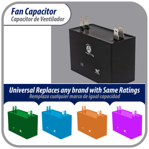 Appli Parts CAP-1.5-450 Condensador Capacitor de ventilador 1.5 mfd (microfaradios) uf 450VAC compatible con cualquier marca de igual capacitancia 3.4cm Ancho 1.4cm Profundidad 3.2cm Alto