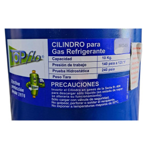 Bombona Para Gas R12/Mo49, 10 Kilos Topflo (Azul) Bombona Para Gas R12/Mo49, 10 Kilos Topflo (Azul)