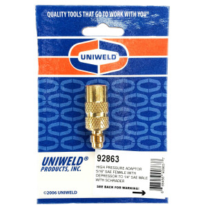 Adaptador Uniweld 5/16 pulg Hembra X 1/4 pulg Macho Compatible con R410A