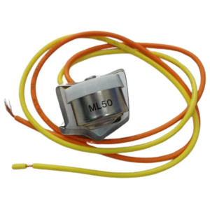 Bimetal Termico L50C  2 Cables Abre a 10C y Cierra a -1C, con clip, cables de colores gris y blanco, Referencia BIM-34 / Termodisco Bimetal Termico L50C  2 Cables Abre a 10C y Cierra a -1C, con clip, cables de colores gris y blanco, Referencia BIM-34 / Termodisco
