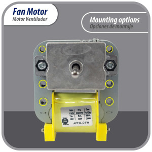 Appli Parts APFM-01W 8 W Motor Ventilador, 115 V, 50/60 Hz, 015 A, 3000 rpm, rotacion CCW, para Evporadores de Refrigeradoras Remplaza tipo Samsung, 01W, NUV-01W, RE-01WQSZE y otros