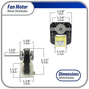 Appli Parts APFM-55 18 W Motor Ventilador, 110 V, 50/60 Hz, 0.38 A, 3000 rpm, rotacion CW remplazo Universal para Evaporadores, no incluye aspa