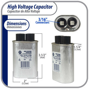 Appli Parts APMC-21105 Condensador Capacitor para microondas 1.05 Mfd uF (microfaradios) Alto Voltaje 2100V tipo CH85 21105 Remplazo universal para multiples marcas Appli Parts APMC-21105 Condensador Capacitor para microondas 1.05 Mfd uF (microfaradios) Alto Voltaje 2100V tipo CH85 21105 Remplazo universal para multiples marcas