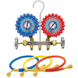 Uniweld A2LM3H Juego Manometro Compatible con R32, R454B, R448A, R410A, Fahrenheit psi, Mangueras de 3 pies 


