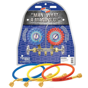 Uniweld A2LM3H Juego Manometro Compatible con R32, R454B, R448A, R410A, Fahrenheit psi, Mangueras de 3 pies 

