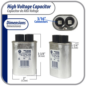 Appli Parts APMC-21091 Condensador Capacitor para microondas 0.91 Mfd uF (microfaradios) Alto Voltaje 2100V tipo CH85 21105 Remplazo universal para multiples marcas Appli Parts APMC-21091 Condensador Capacitor para microondas 0.91 Mfd uF (microfaradios) Alto Voltaje 2100V tipo CH85 21105 Remplazo universal para multiples marcas