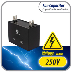 Appli Parts CAP-15-250 Condensador Capacitor de ventilador 15 mfd microfaradios uf 250VAC con conectores compatible con cualquier marca de igual capacitancia 5.8cm Ancho 2.2cm Profundidad 4.3cm Alto