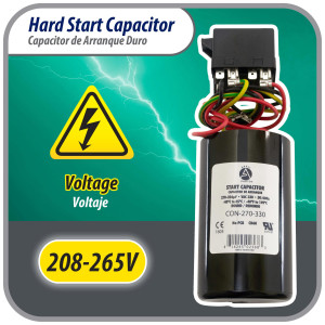 Appli Parts Start kit para aire acondicionado incluye Capacitor de arranque 270-327mfd 330V y relay potencial para equipos 4-5 Ton, compresores scroll y reciprocantes 208-265 Volts 1 Ph APHS-3