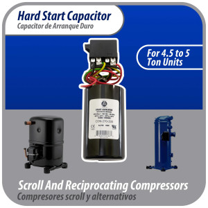 Appli Parts Start kit para aire acondicionado incluye Capacitor de arranque 270-327mfd 330V y relay potencial para equipos 4-5 Ton, compresores scroll y reciprocantes 208-265 Volts 1 Ph APHS-3