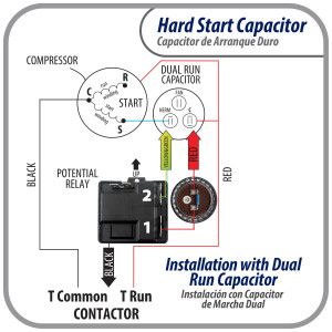 Appli Parts Start kit para aire acondicionado incluye Capacitor de arranque 270-327mfd 330V y relay potencial para equipos 4-5 Ton, compresores scroll y reciprocantes 208-265 Volts 1 Ph APHS-3