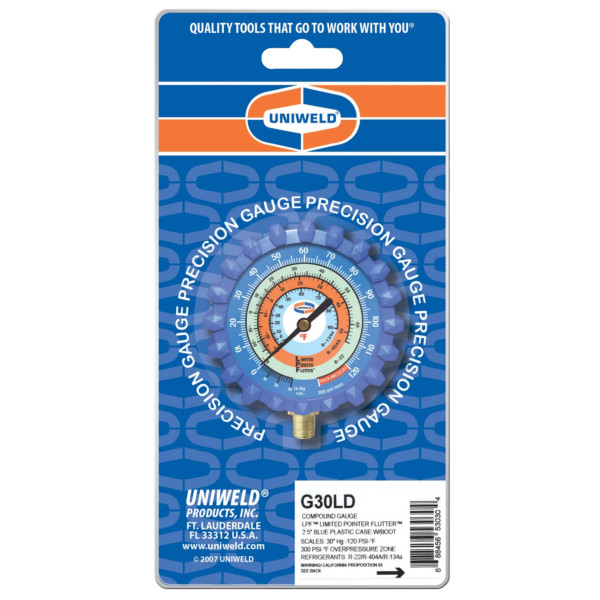 Uniweld G30LD Esfera de Manometro Azul Baja R404/R22r/R134a Uniweld G30LD Esfera de Manometro Azul Baja R404/R22r/R134a